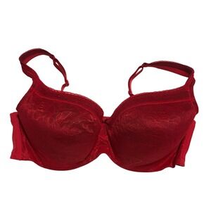 Cacique Red Lace Underwire Balconette Lightly Lined Bra 42DD